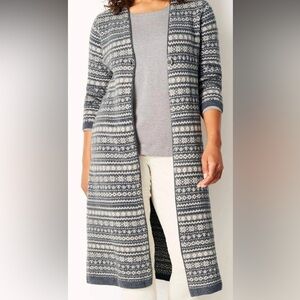 J. Jill Grey and White Patterned Cardigan